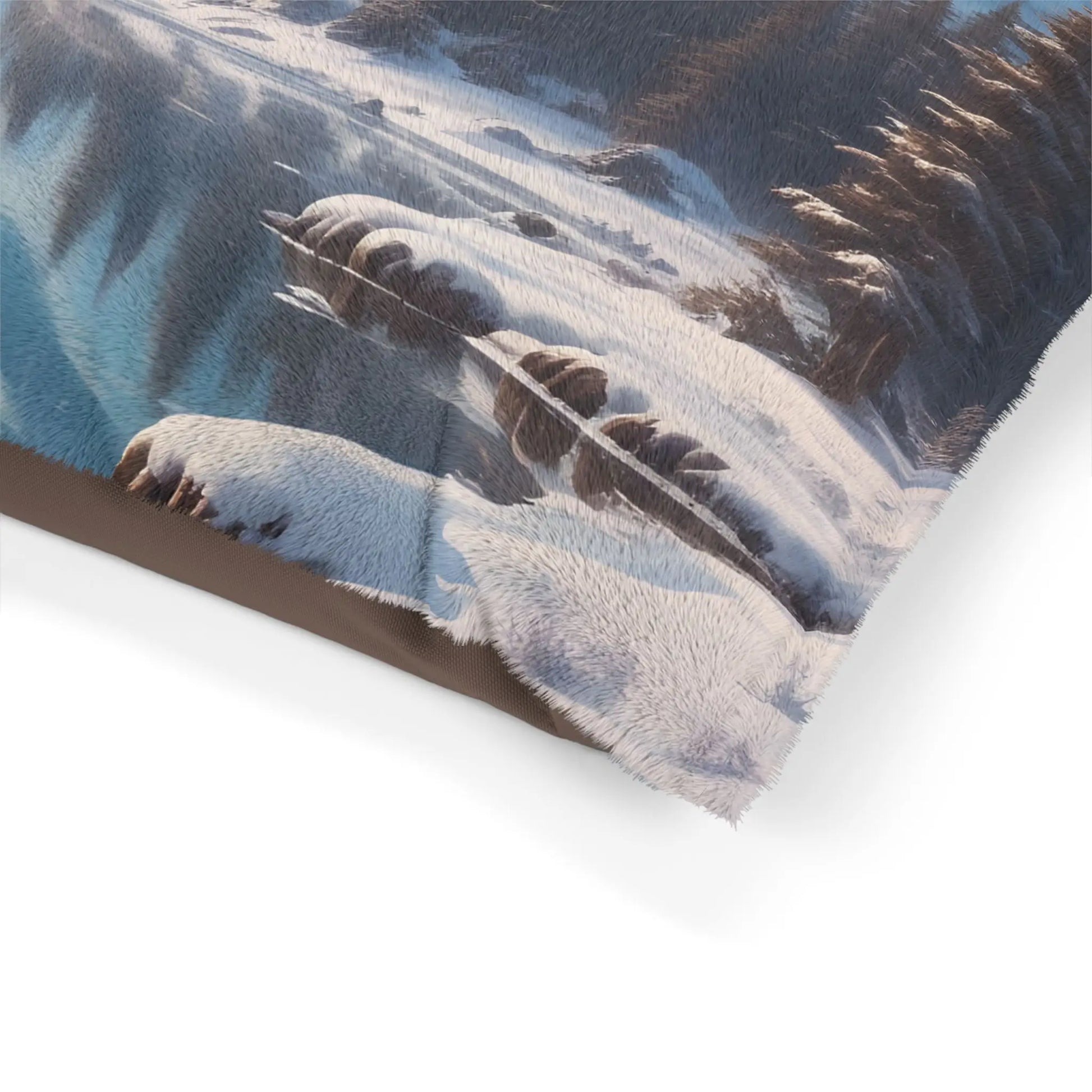 Mountain Lake Winter Pet Bed – Cozy Scenic Dog & Cat Cushion - Pets