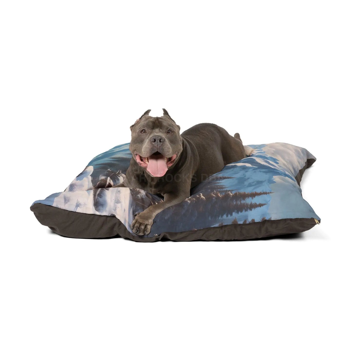 Mountain Lake Winter Pet Bed – Cozy Scenic Dog & Cat Cushion - Pets