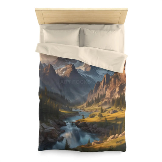 Mountain Lover’s Dream Microfiber Duvet Cover – Cozy Nature-Inspired Bedding for Outdoor Lovers - Twin / Cream - Home