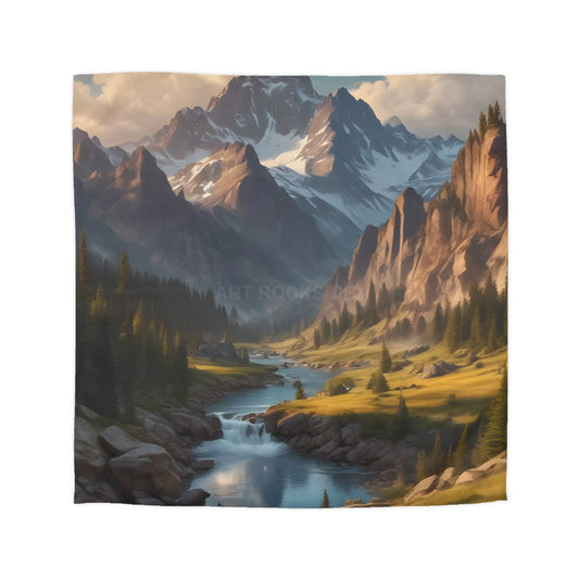Mountain Lover’s Dream Microfiber Duvet Cover – Cozy Nature-Inspired Bedding for Outdoor Lovers - Queen / Cream - Home