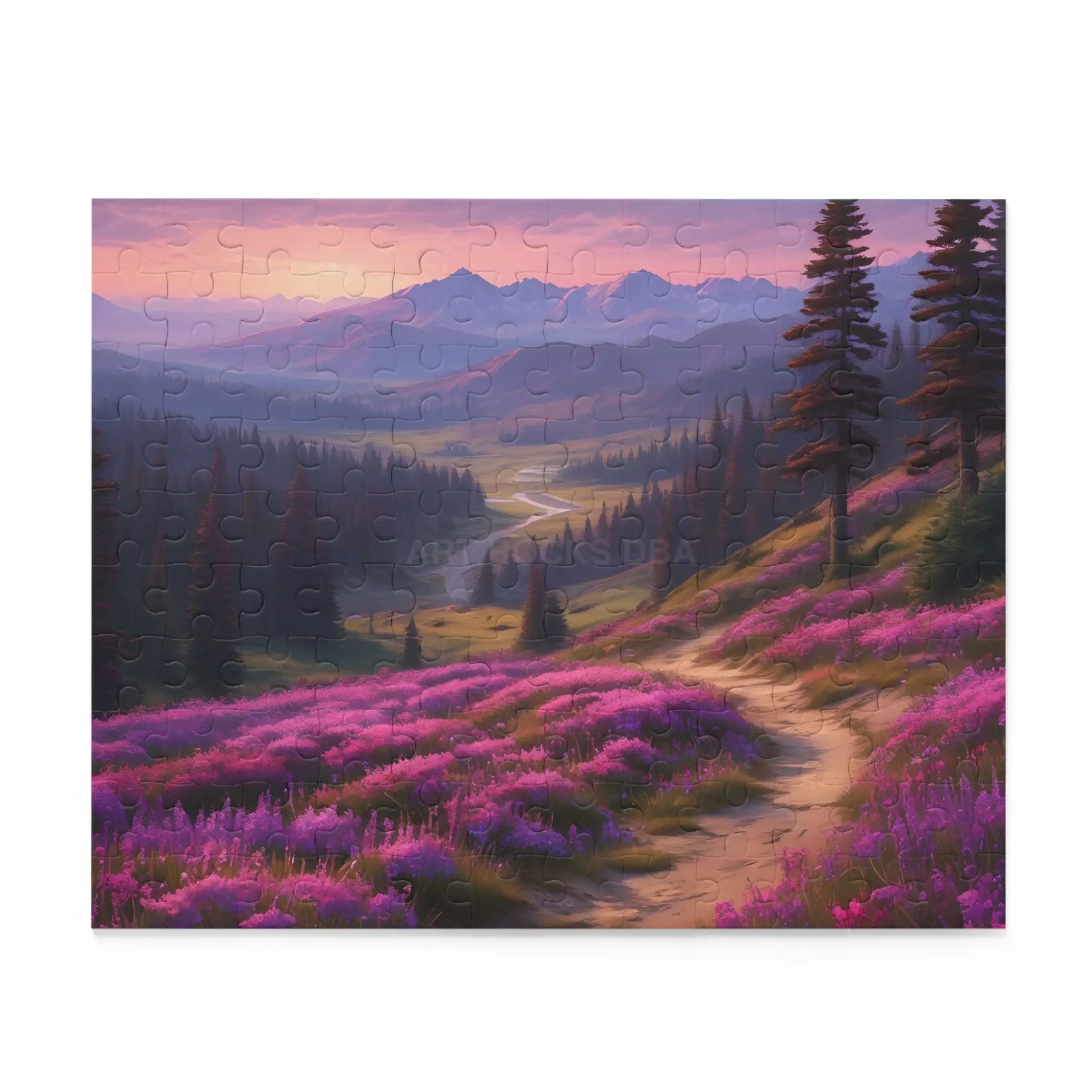 Mountain Meadow Spring Sunset Trail Jigsaw Puzzle — (120/252/500-Piece) - Puzzle