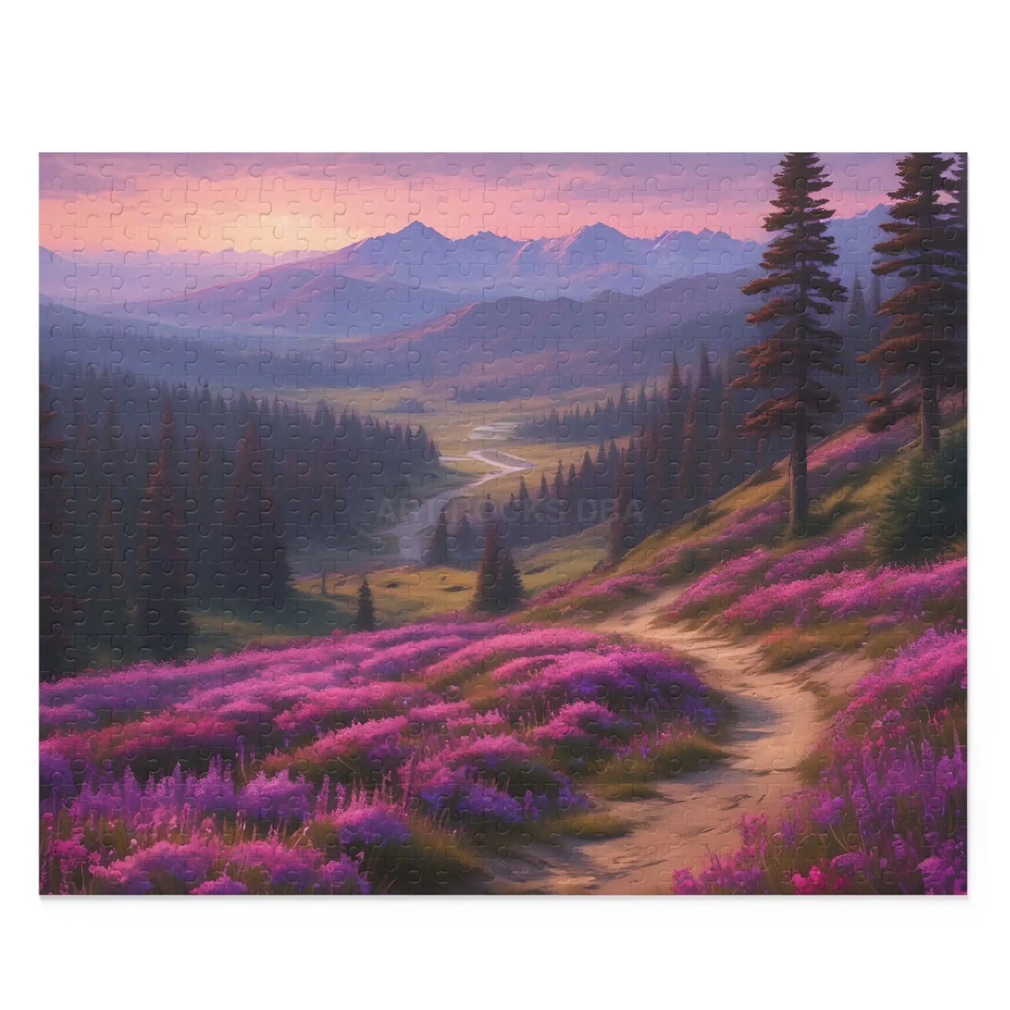 Mountain Meadow Spring Sunset Trail Jigsaw Puzzle — (120/252/500-Piece) - 20’’ × 16’’ (500 pcs) - Puzzle