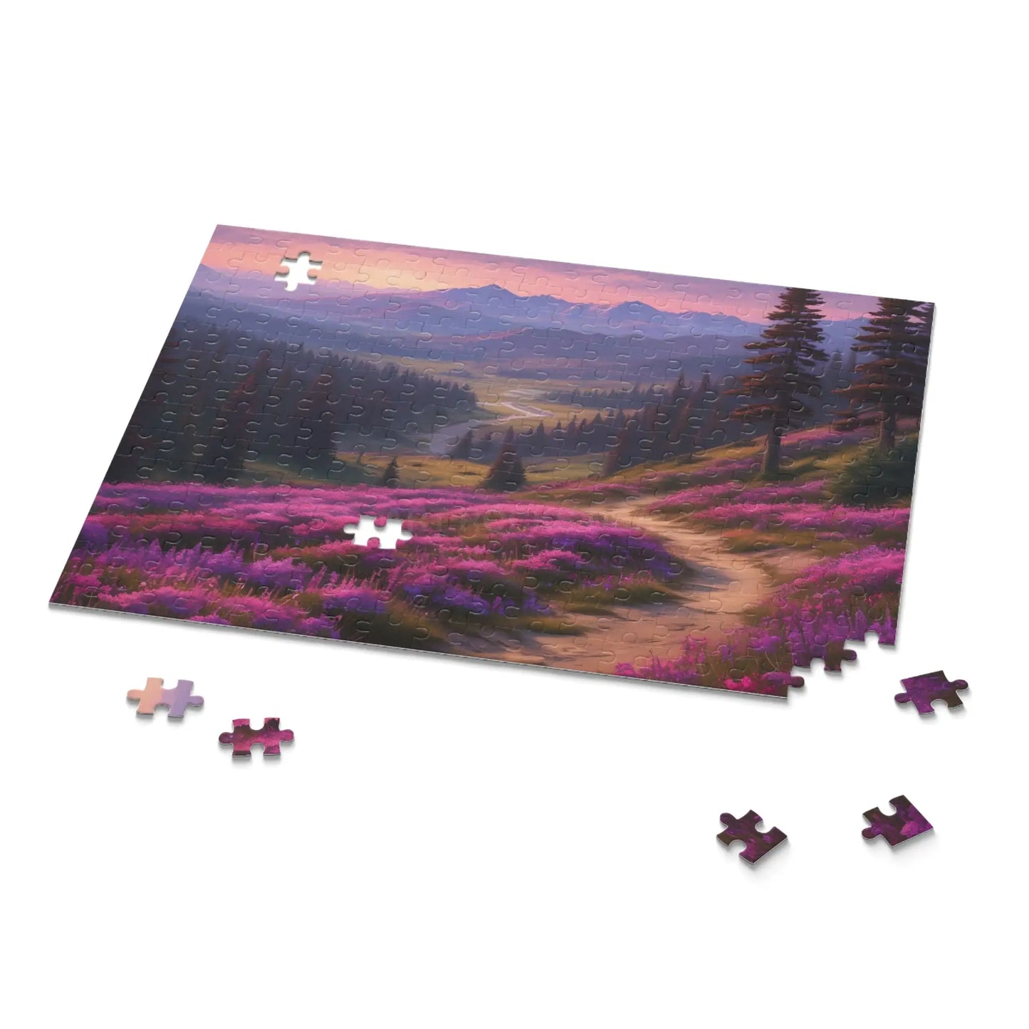 Mountain Meadow Spring Sunset Trail Jigsaw Puzzle — (120/252/500-Piece) - Puzzle