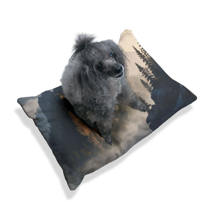 Mountain Mist Pet Bed — Cozy Rustic Scenic Dog & Cat Bed - Pets