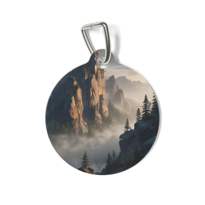Mountain Mist Pet Tag — Scenic Foggy Cliff Dog & Cat ID Tag - 1’’ - Pets