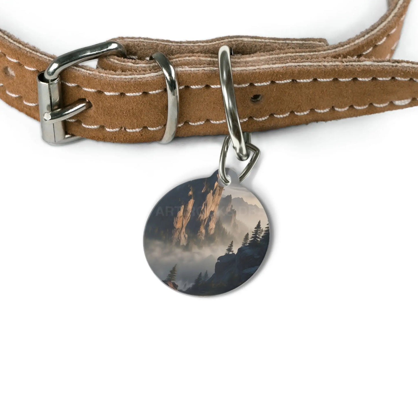 Mountain Mist Pet Tag — Scenic Foggy Cliff Dog & Cat ID Tag - 1’’ - Pets