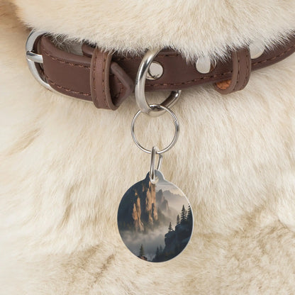 Mountain Mist Pet Tag — Scenic Foggy Cliff Dog & Cat ID Tag - 1’’ - Pets