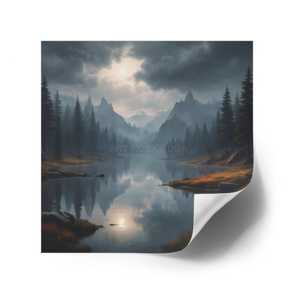 Mountain Mist Square Stickers Scenic Nature Decor Outdoor Adventure Stickers Wilderness Vibe Wall Art Journaling