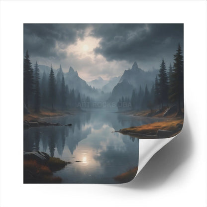 Mountain Mist Square Stickers Scenic Nature Decor Outdoor Adventure Stickers Wilderness Vibe Wall Art Journaling