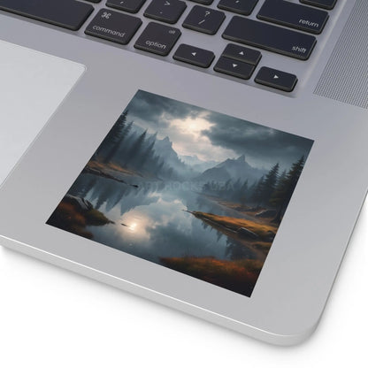 Mountain Mist Square Stickers Scenic Nature Decor Outdoor Adventure Stickers Wilderness Vibe Wall Art Journaling