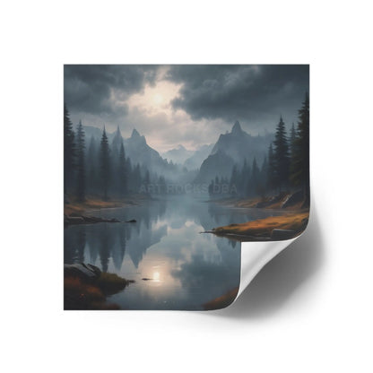 Mountain Mist Square Stickers Scenic Nature Decor Outdoor Adventure Stickers Wilderness Vibe Wall Art Journaling