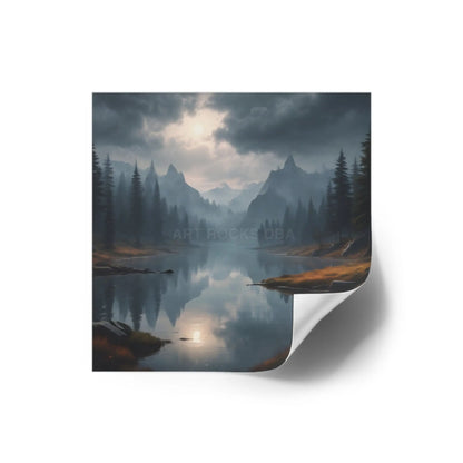 Mountain Mist Square Stickers Scenic Nature Decor Outdoor Adventure Stickers Wilderness Vibe Wall Art Journaling