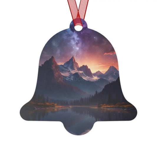 Mountain Night Sky Metal Ornament — Scenic Holiday Decor - Bell / One Size - Home Decor