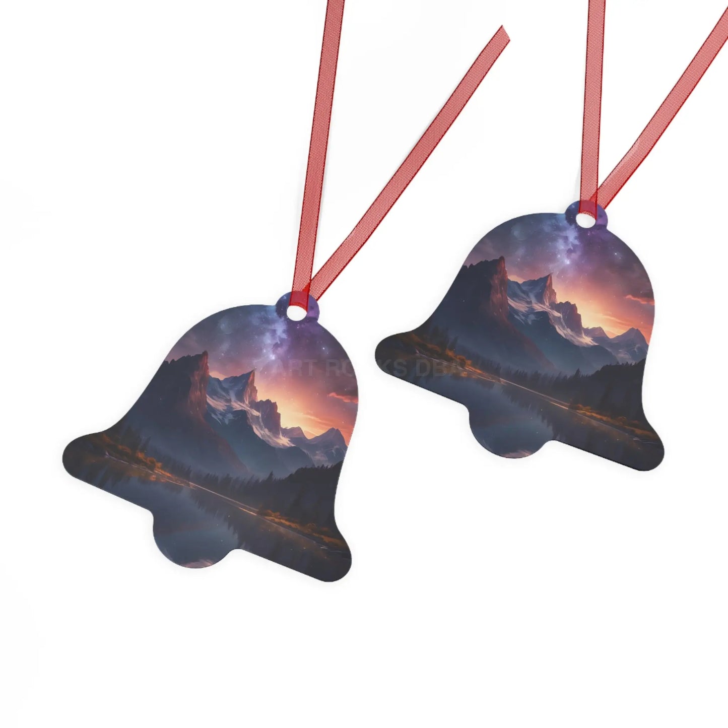 Mountain Night Sky Metal Ornament — Scenic Holiday Decor - Home Decor