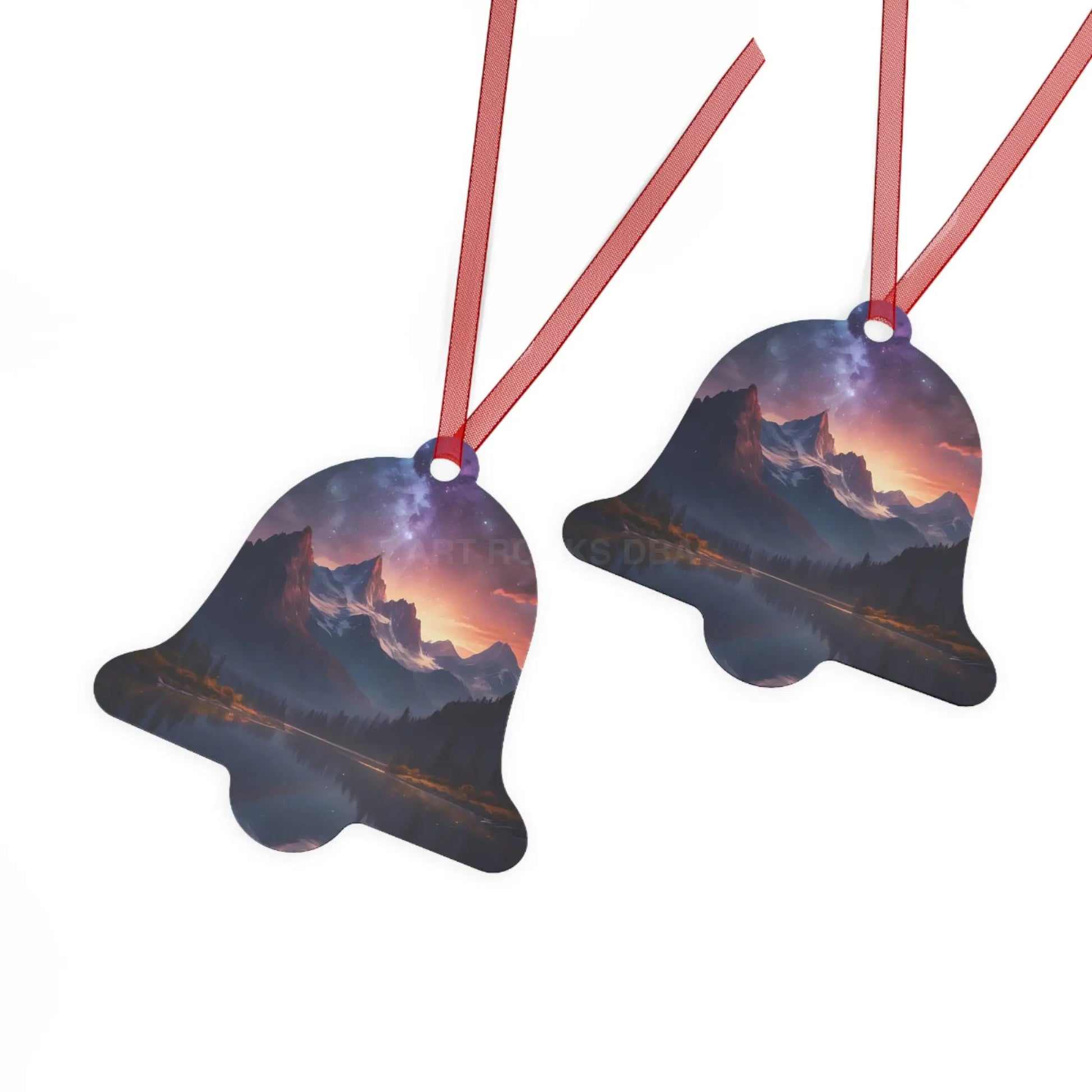 Mountain Night Sky Metal Ornament — Scenic Holiday Decor - Home Decor