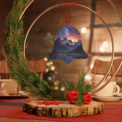 Mountain Night Sky Metal Ornament — Scenic Holiday Decor - Home Decor