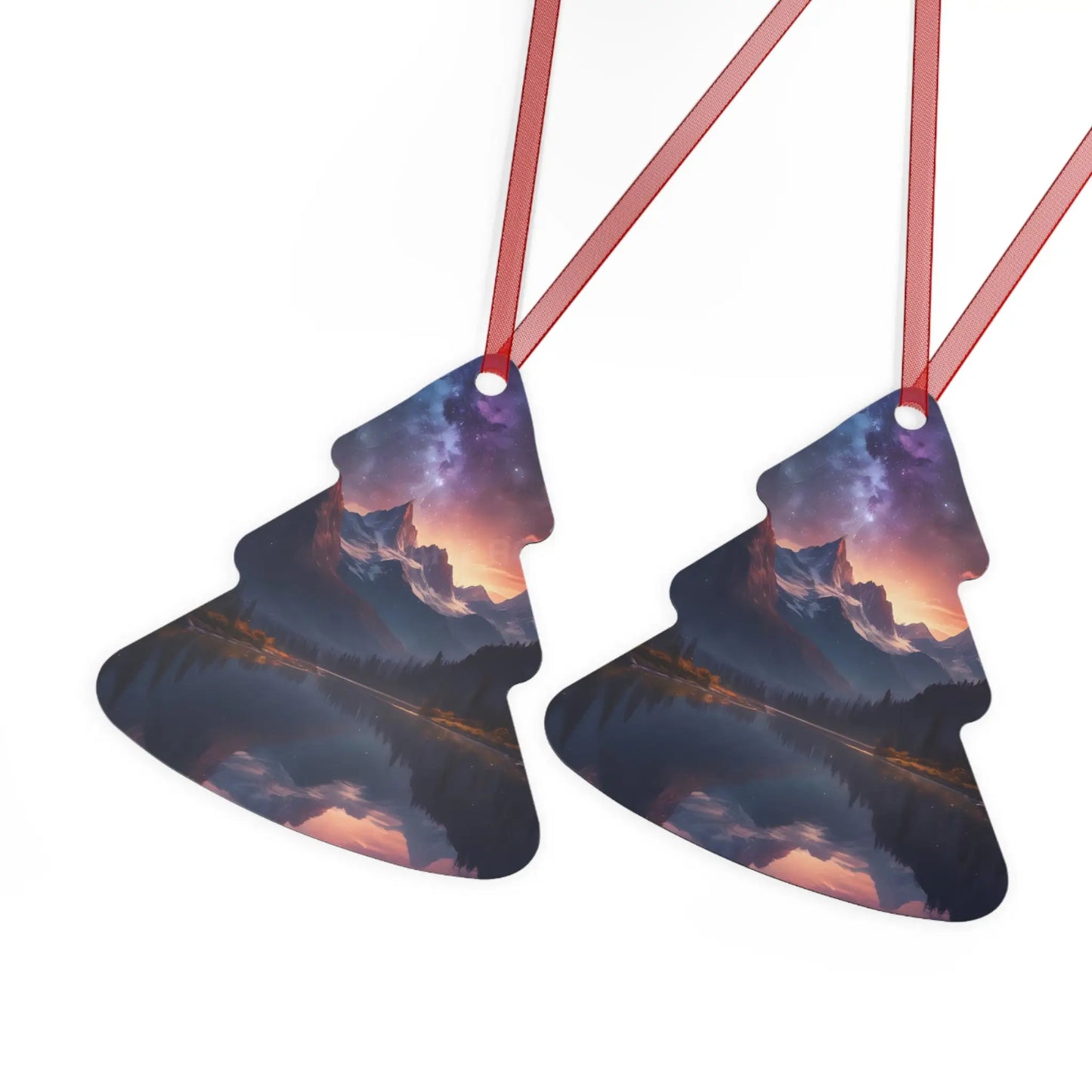 Mountain Night Sky Metal Ornament — Scenic Holiday Decor - Home Decor