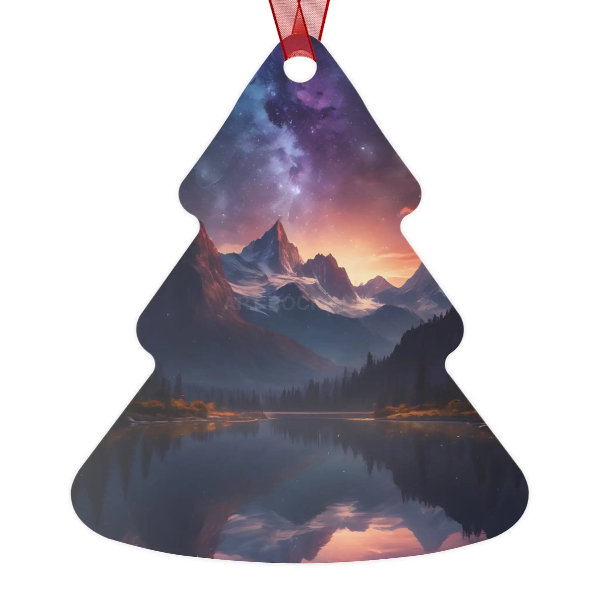 Mountain Night Sky Metal Ornament — Scenic Holiday Decor - Home Decor