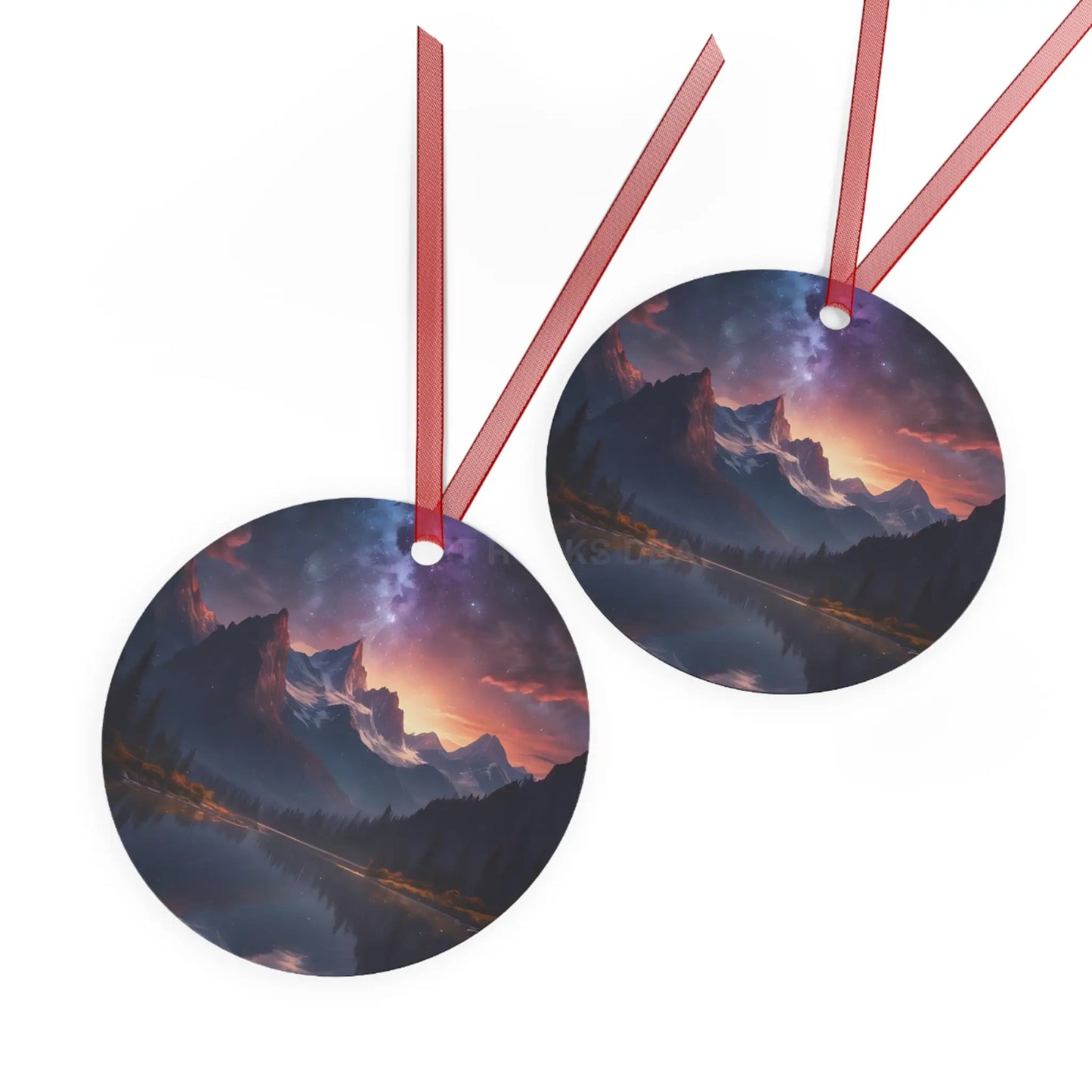 Mountain Night Sky Metal Ornament — Scenic Holiday Decor - Home Decor