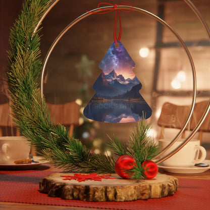 Mountain Night Sky Metal Ornament — Scenic Holiday Decor - Tree / One Size - Home Decor