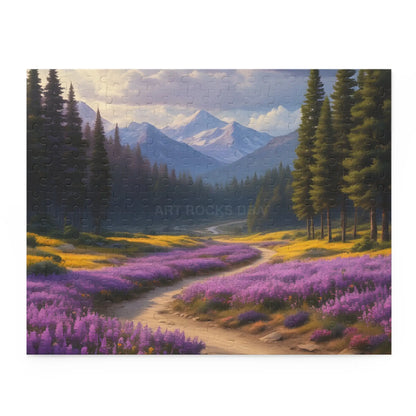Mountain Purple Wildflower Meadow Jigsaw Puzzle — 120/252/500-Piece - 14’’ × 11’’ (252 pcs) - Puzzle