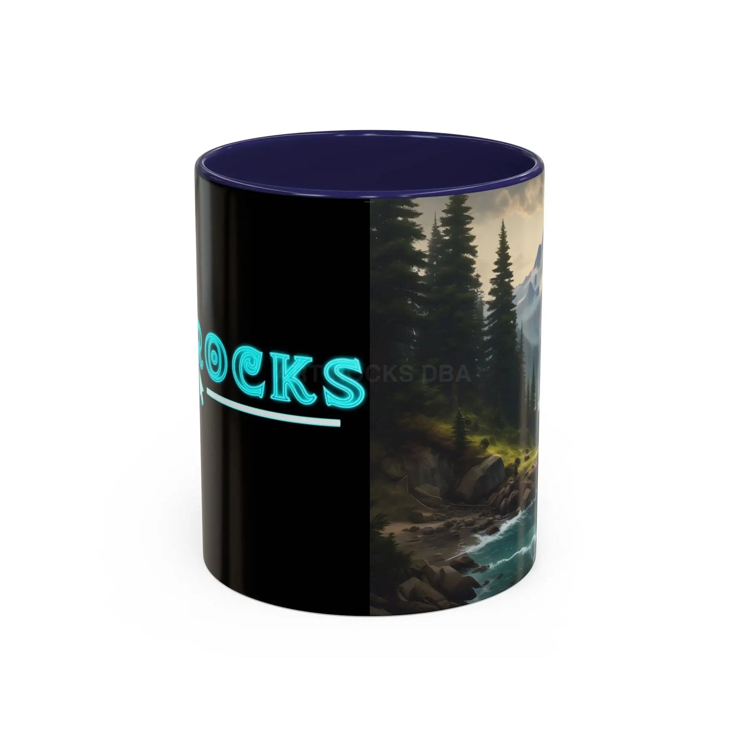 Mountain River Coffee Mug — Nature Landscape Accent Mug (11/15 oz) - 11oz / Navy - Mug