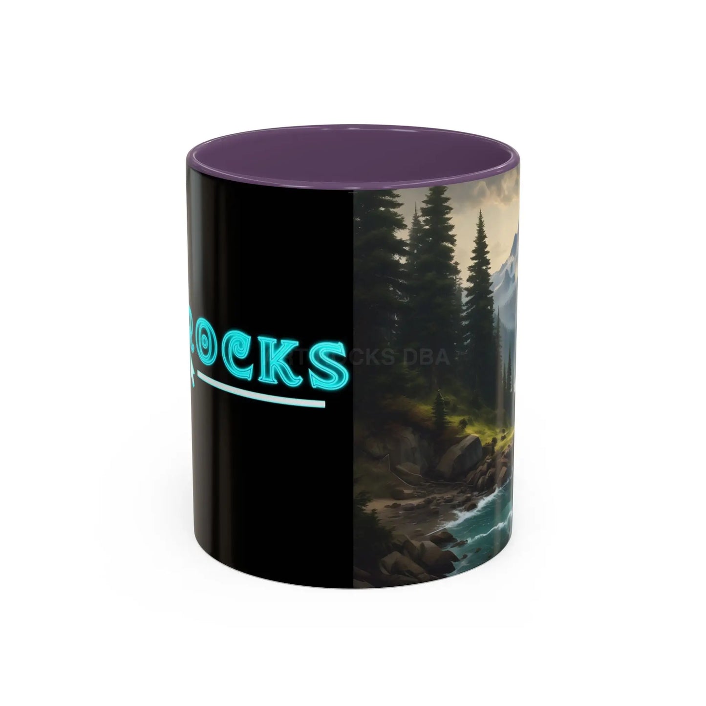 Mountain River Coffee Mug — Nature Landscape Accent Mug (11/15 oz) - 11oz / Purple - Mug