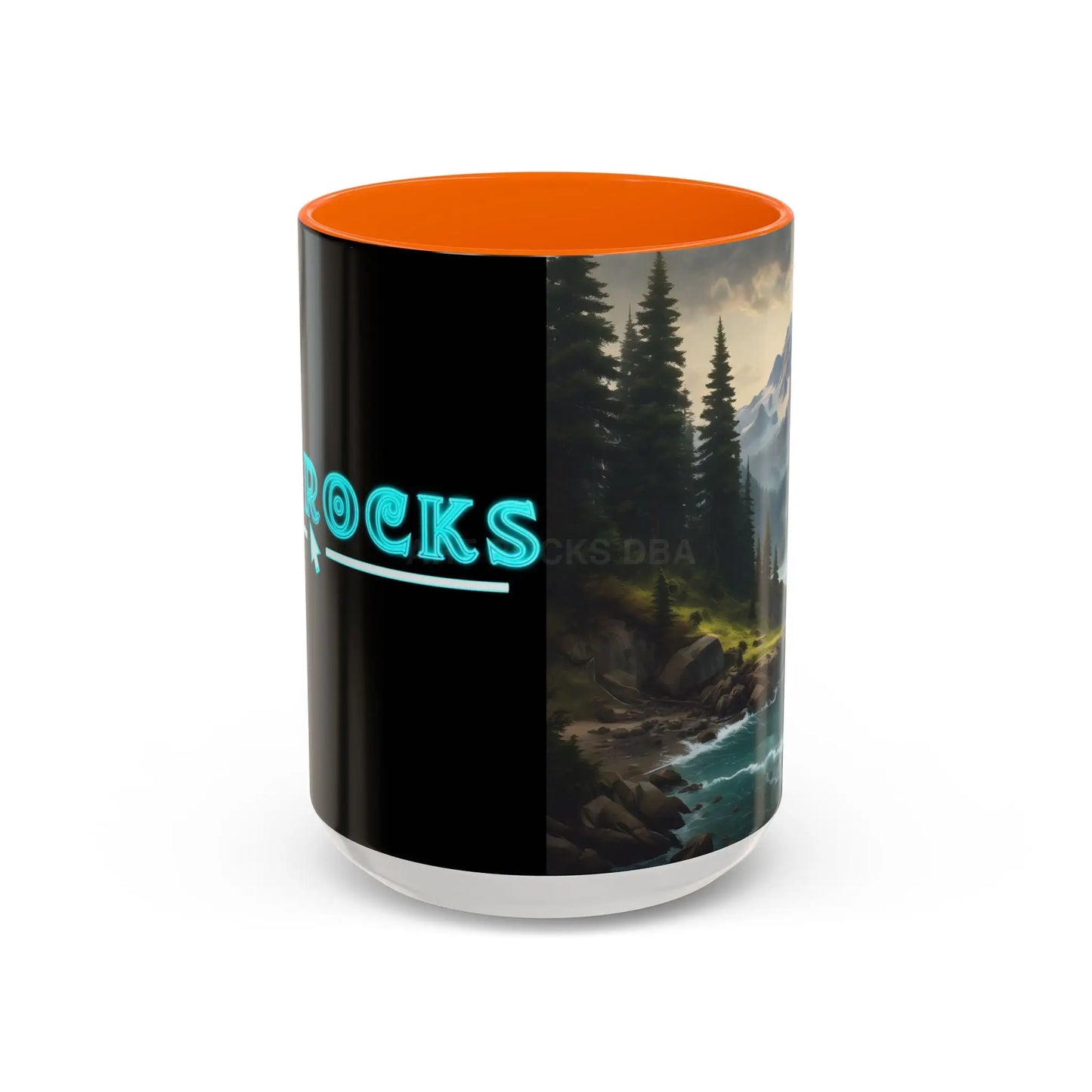 Mountain River Coffee Mug — Nature Landscape Accent Mug (11/15 oz) - 15oz / Orange - Mug