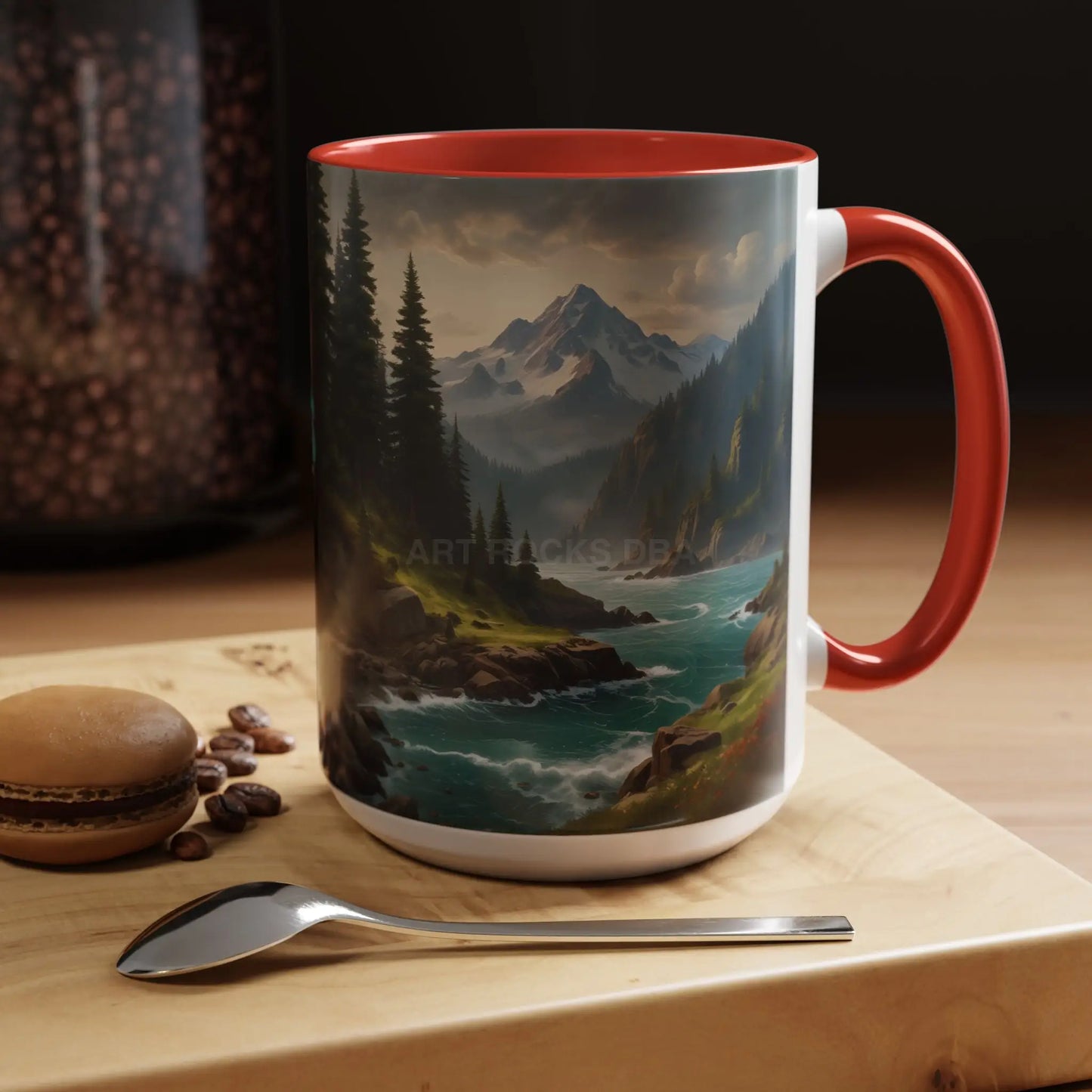 Mountain River Coffee Mug — Nature Landscape Accent Mug (11/15 oz) - Mug