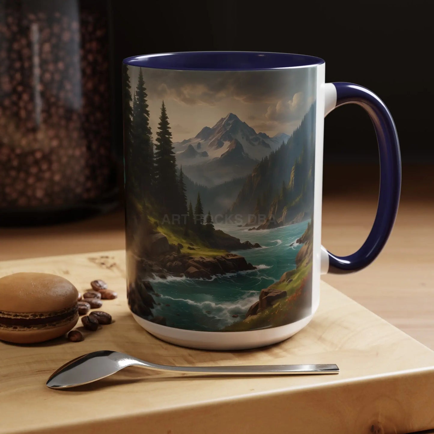 Mountain River Coffee Mug — Nature Landscape Accent Mug (11/15 oz) - Mug