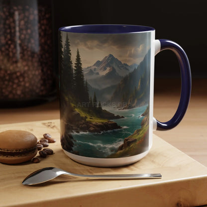 Mountain River Coffee Mug — Nature Landscape Accent Mug (11/15 oz) - Mug