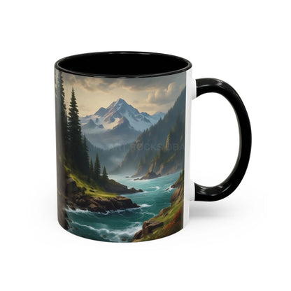 Mountain River Coffee Mug — Nature Landscape Accent Mug (11/15 oz) - Mug