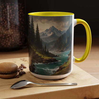 Mountain River Coffee Mug — Nature Landscape Accent Mug (11/15 oz) - Mug