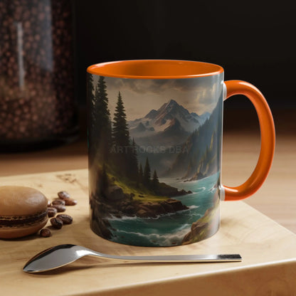 Mountain River Coffee Mug — Nature Landscape Accent Mug (11/15 oz) - Mug