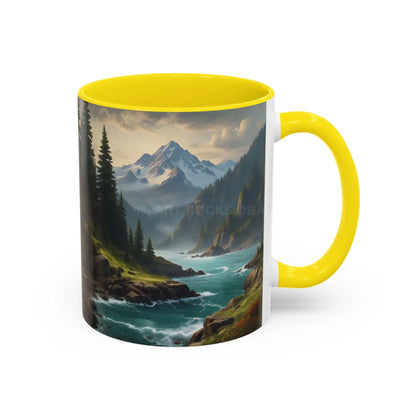 Mountain River Coffee Mug — Nature Landscape Accent Mug (11/15 oz) - Mug