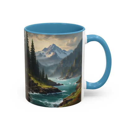 Mountain River Coffee Mug — Nature Landscape Accent Mug (11/15 oz) - Mug