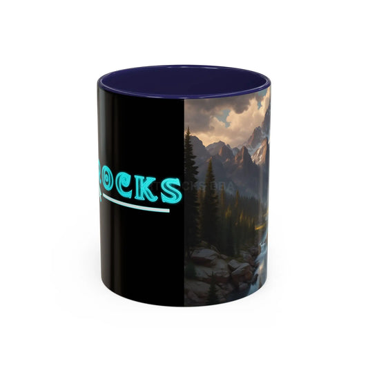 Mountain River Coffee Mug — Scenic Nature Accent Mug (11/15 oz) - 11oz / Navy - Mug