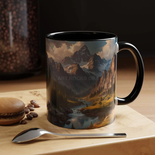 Mountain River Coffee Mug — Scenic Nature Accent Mug (11/15 oz) - 11oz / Black - Mug