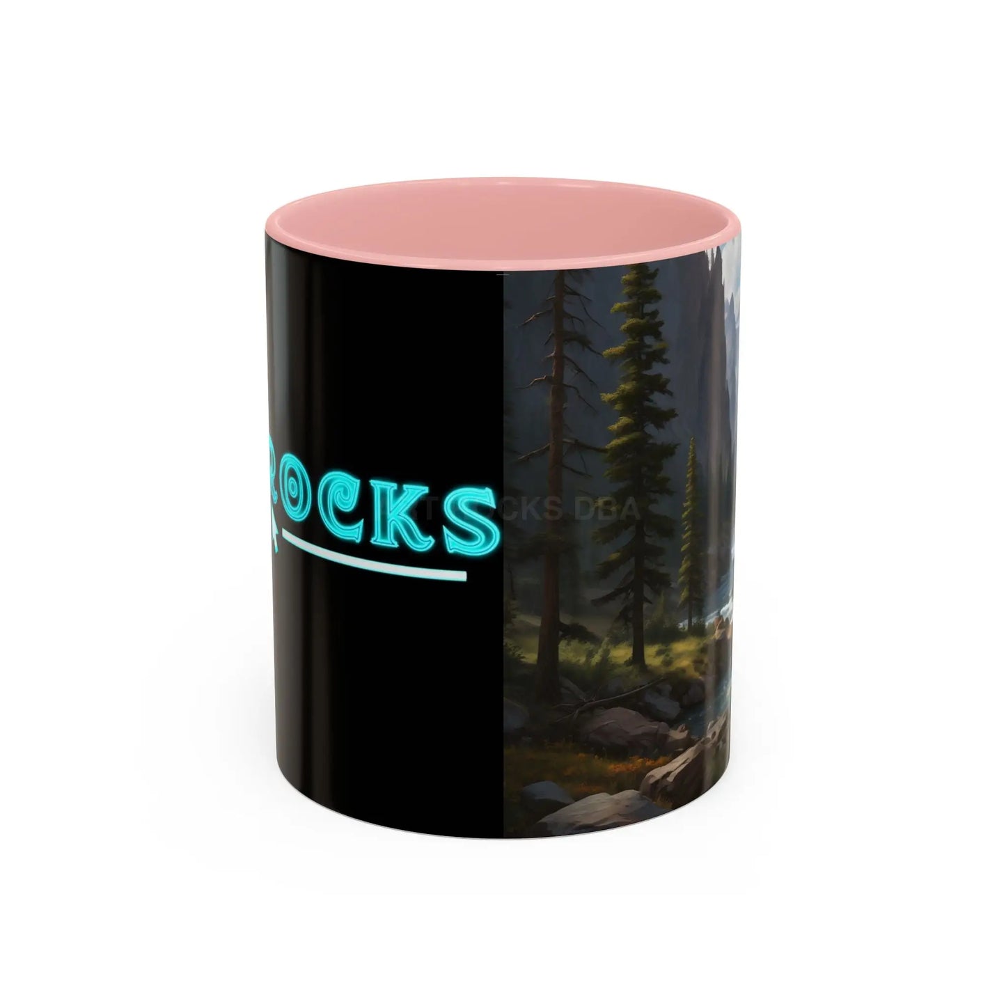 Mountain River Coffee Mug – Scenic Wilderness Accent Mug (11/15oz) - 11oz / Pink - Mug