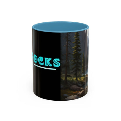 Mountain River Coffee Mug – Scenic Wilderness Accent Mug (11/15oz) - 11oz / Light Blue - Mug