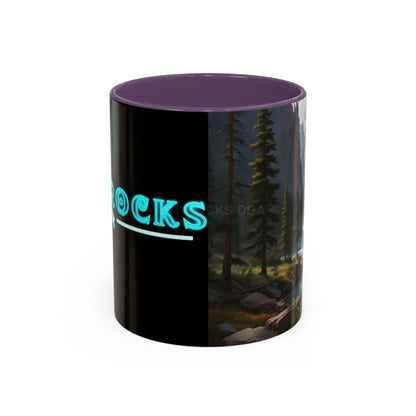 Mountain River Coffee Mug – Scenic Wilderness Accent Mug (11/15oz) - 11oz / Purple - Mug