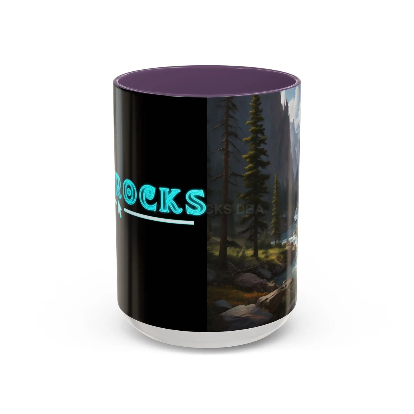 Mountain River Coffee Mug – Scenic Wilderness Accent Mug (11/15oz) - 15oz / Purple - Mug