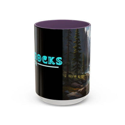 Mountain River Coffee Mug – Scenic Wilderness Accent Mug (11/15oz) - 15oz / Purple - Mug
