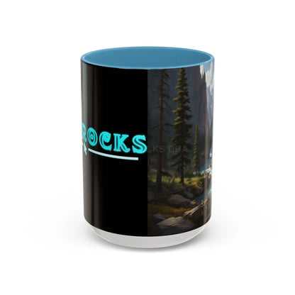 Mountain River Coffee Mug – Scenic Wilderness Accent Mug (11/15oz) - 15oz / Light Blue - Mug