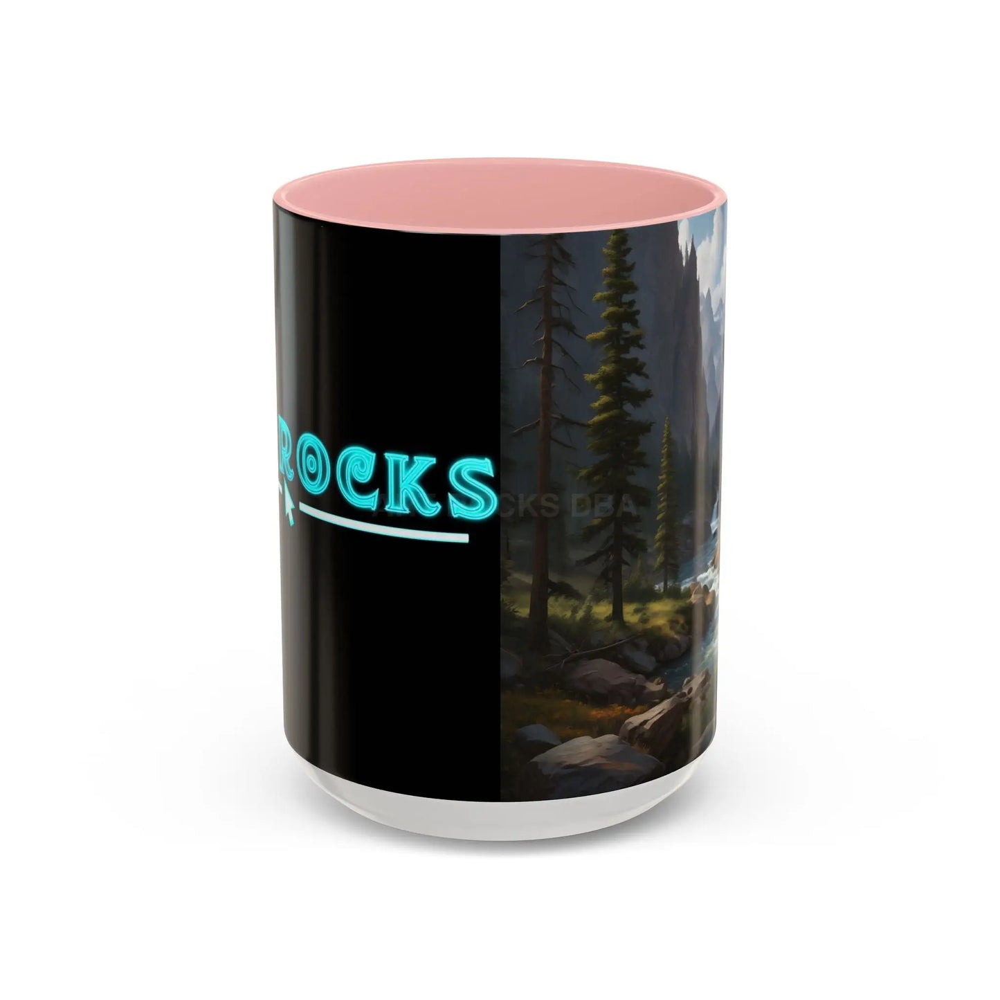 Mountain River Coffee Mug – Scenic Wilderness Accent Mug (11/15oz) - 15oz / Pink - Mug