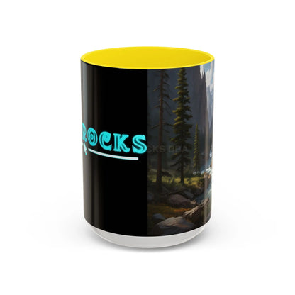 Mountain River Coffee Mug – Scenic Wilderness Accent Mug (11/15oz) - 15oz / Yellow - Mug
