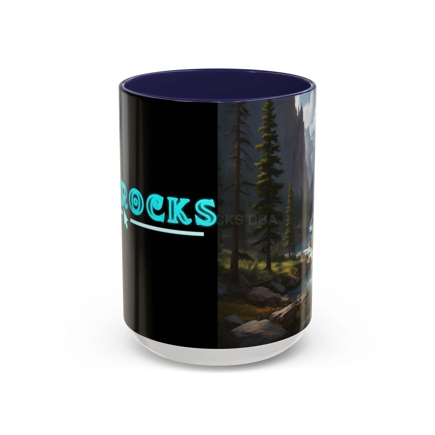 Mountain River Coffee Mug – Scenic Wilderness Accent Mug (11/15oz) - 15oz / Navy - Mug