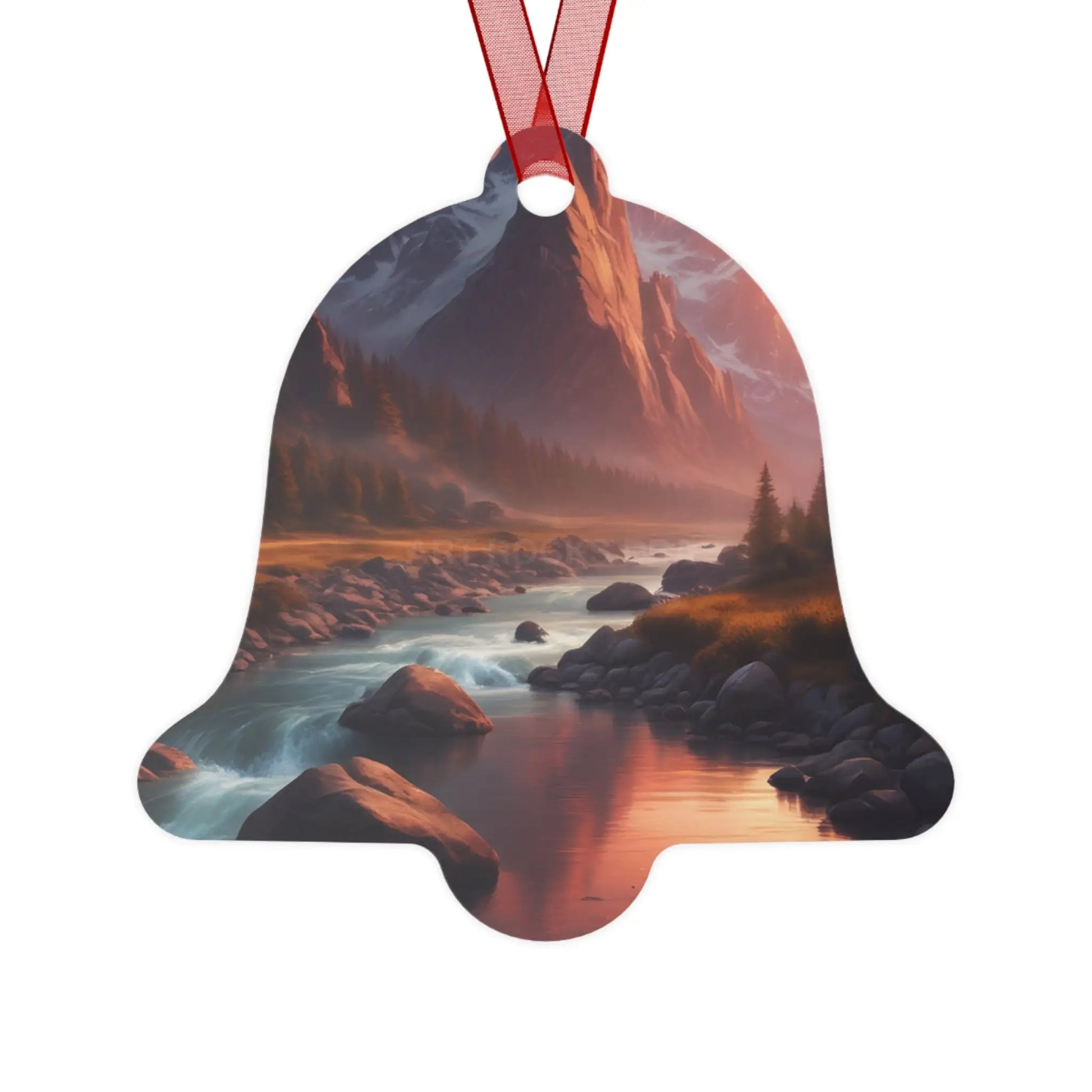 Mountain River Metal Ornament — Scenic Nature Landscape Holiday Decoration - Bell / One Size - Home Decor