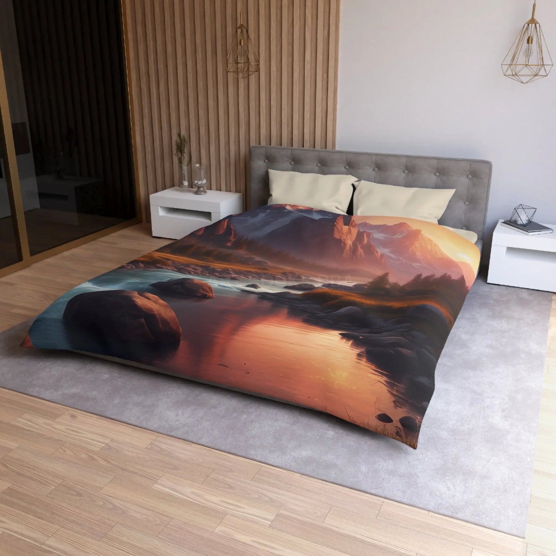 Mountain River Microfiber Duvet Cover | Cozy Bedroom Decor Nature Inspired Bedding Gift for Nature Lovers Home