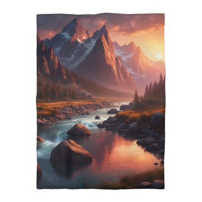 Mountain River Microfiber Duvet Cover | Cozy Bedroom Decor Nature Inspired Bedding Gift for Nature Lovers Home